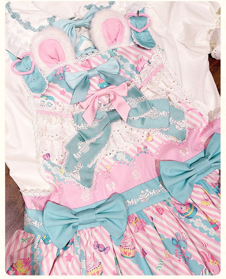 【受注予約1/26まで】Sweet Cup Cake プリントサスペンダースカート