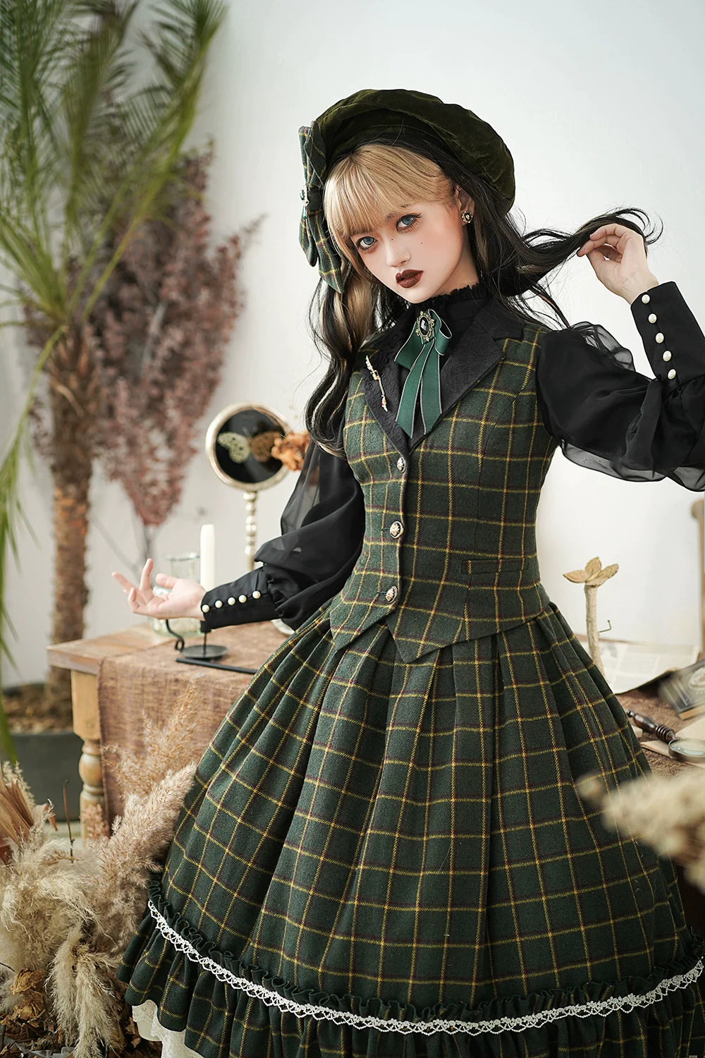 【予約販売】英国クラシカルロリィタ ウォームチェックハイウエストスカート