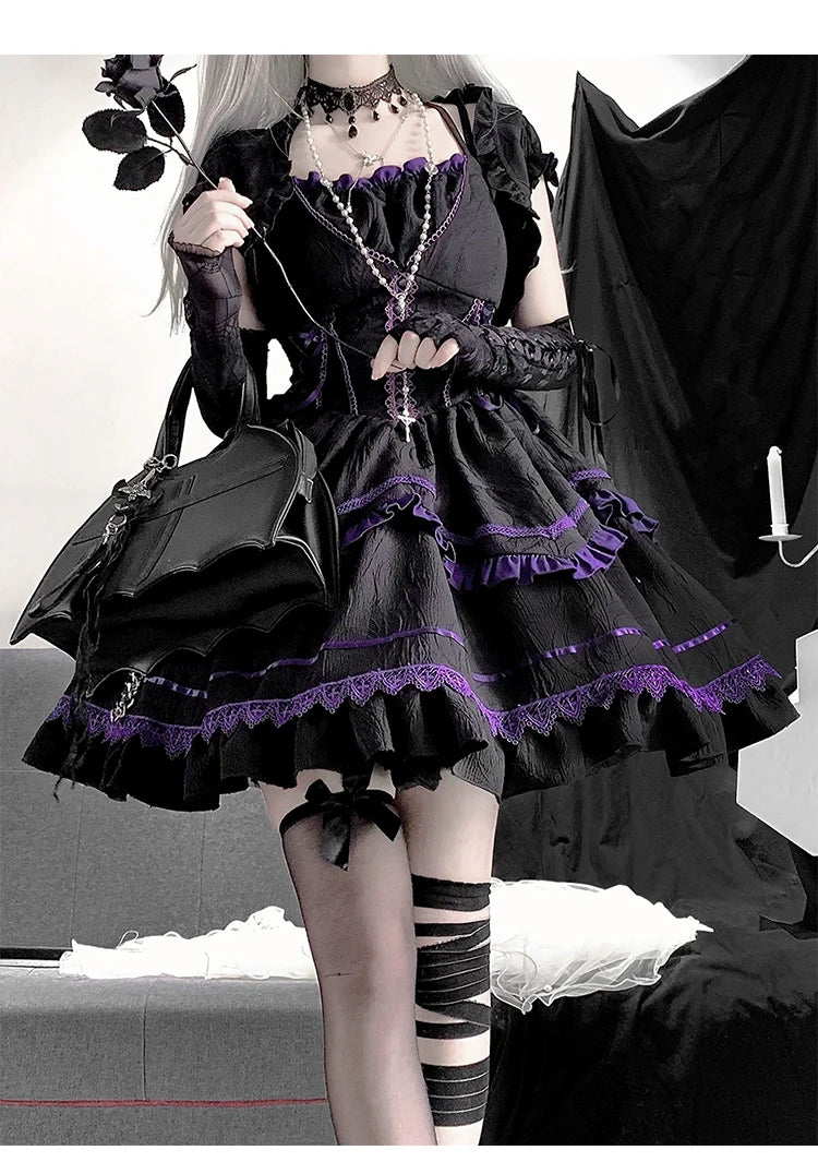 Black Swan Cross Ruffle Jumper Skirt and Bolero