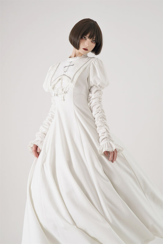 [Sale period has ended] Pray on a Moonlight Night Dress, White, Long Length