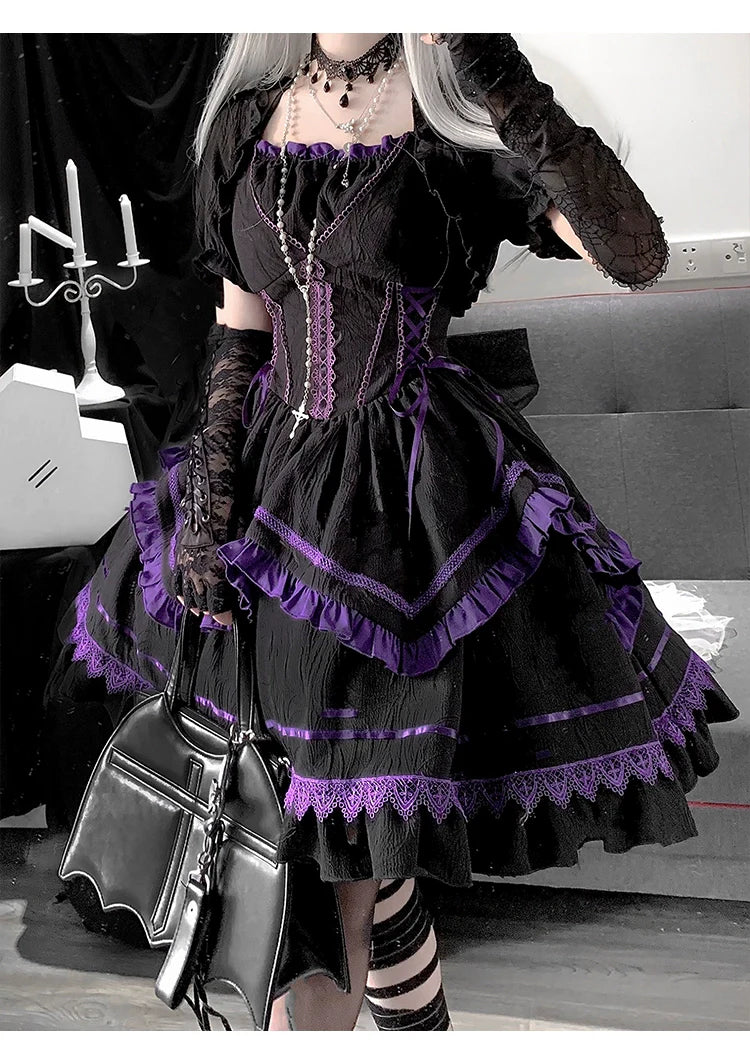 Black Swan Cross Ruffle Jumper Skirt and Bolero