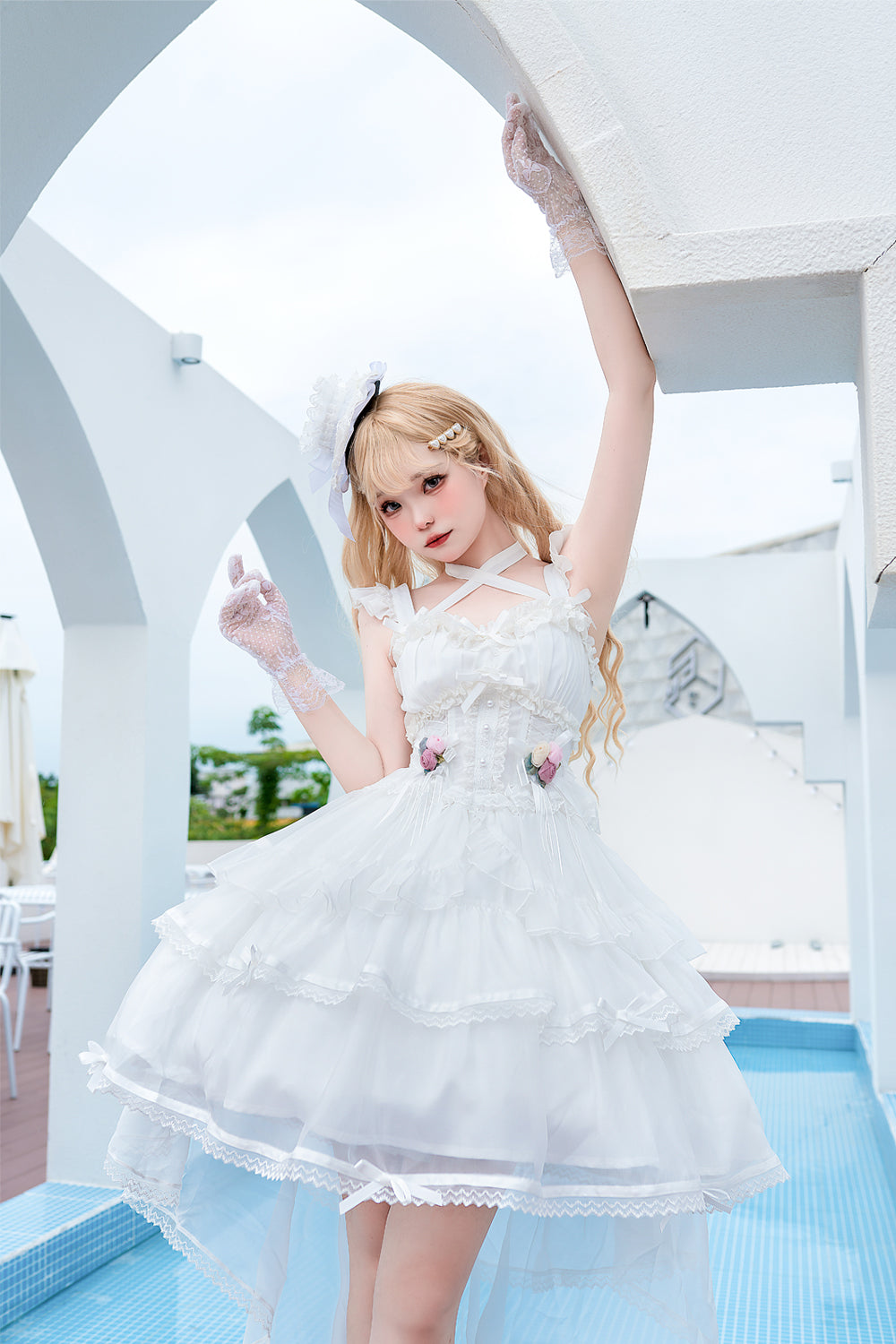 Pink Rose クロスネックジャンパースカート