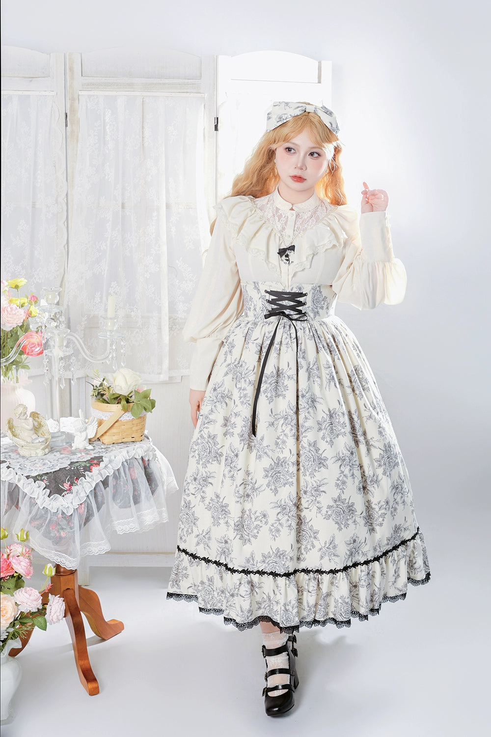 [Pre-orders available until 9/26] Sketch Wild Rose High Waist Skirt Print Type