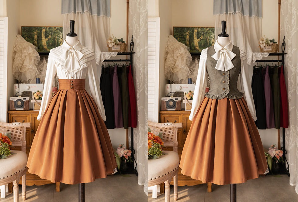 [Pre-order] Forest Basket 4.0 tuck skirt with ribbon hair accessory