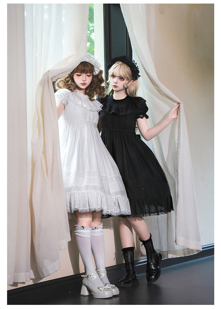 花刺繍入りコットンレースワンピース 単品＆セット