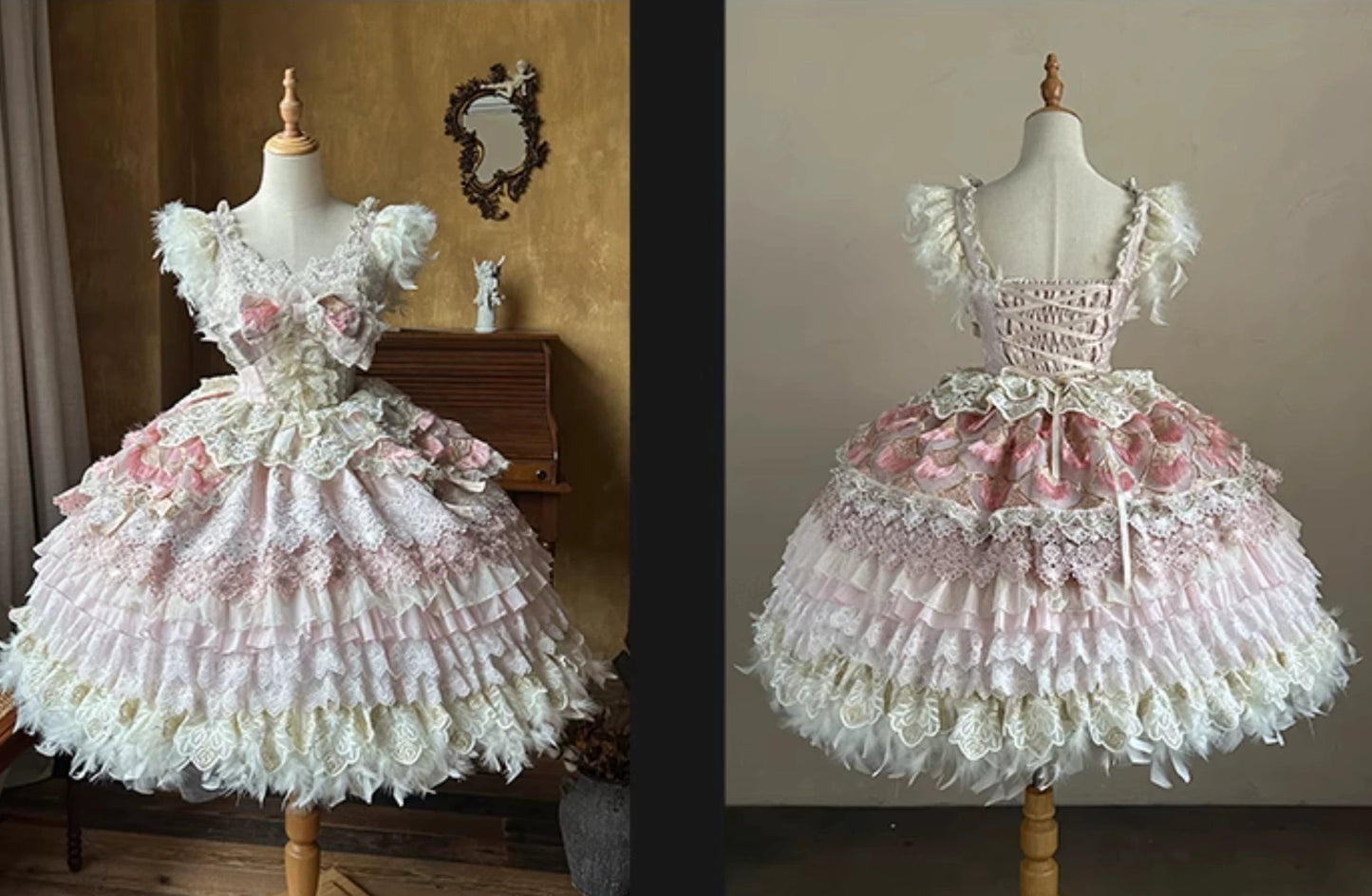 【受注予約6/18まで】Peacock Feather プリンセスドレス・ピンク