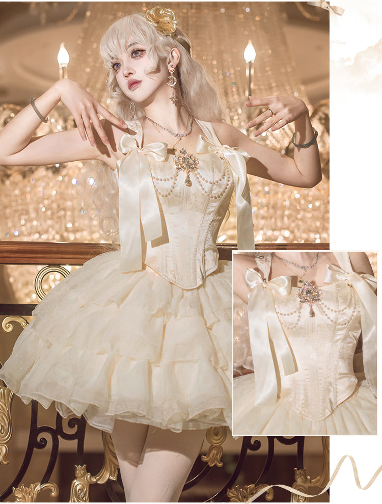 Cream Polkaフレンチガーリー  バレエ風セットアップ