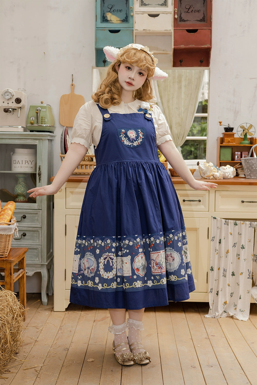 【予約販売】Sweetie Sheep プリントサスペンダースカート
