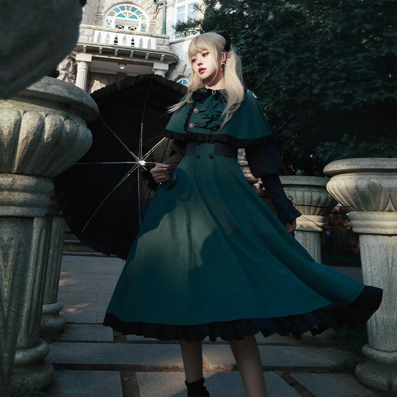 Pharmacy Apprentice Witch Long Sleeve Dress and Cape with Ribbon Tie