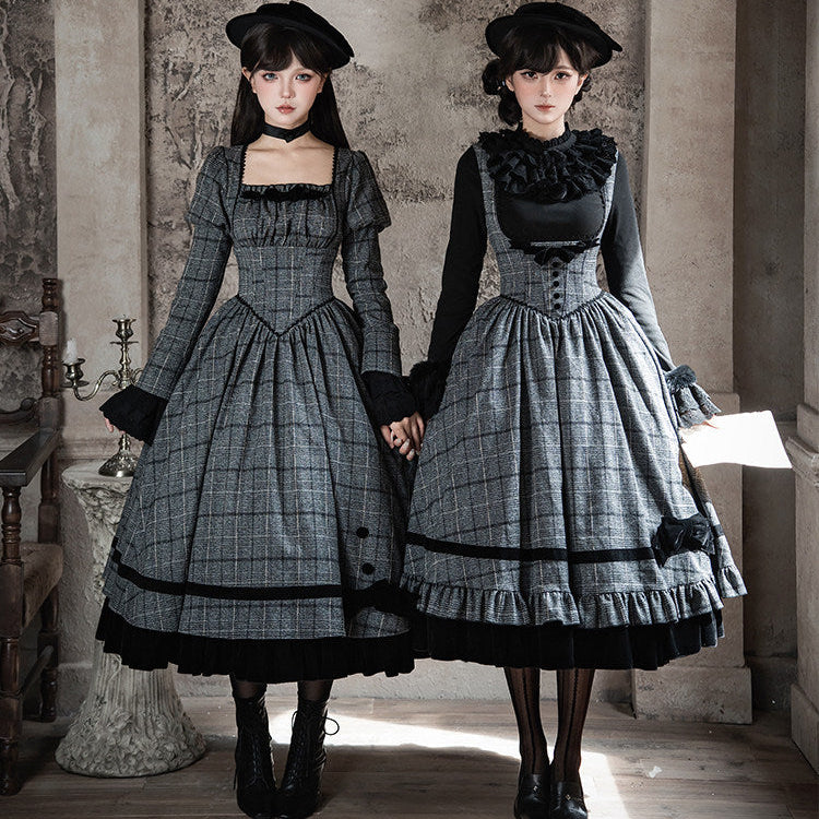 Previous Letter グレーチェックのジャンパースカート