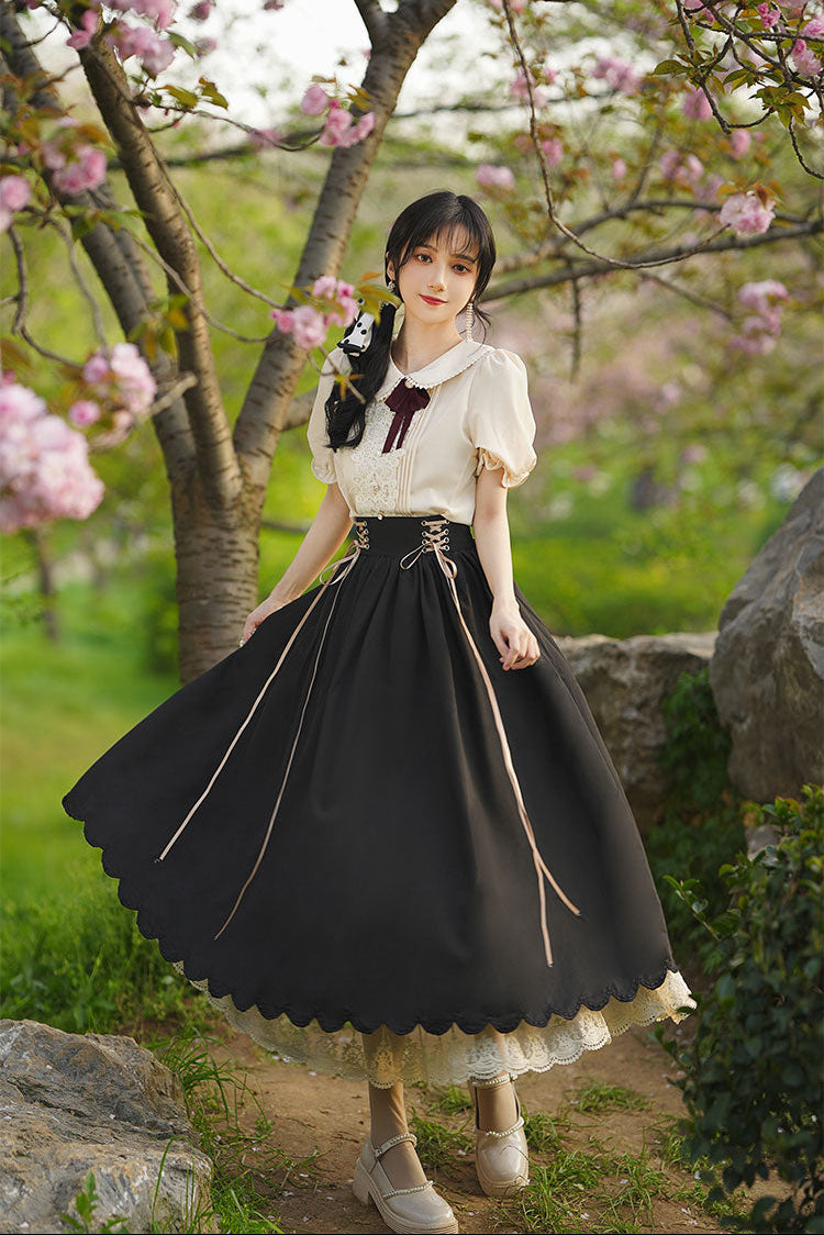 夏のお嬢様風レトロクラシカルセットアップ 全7色