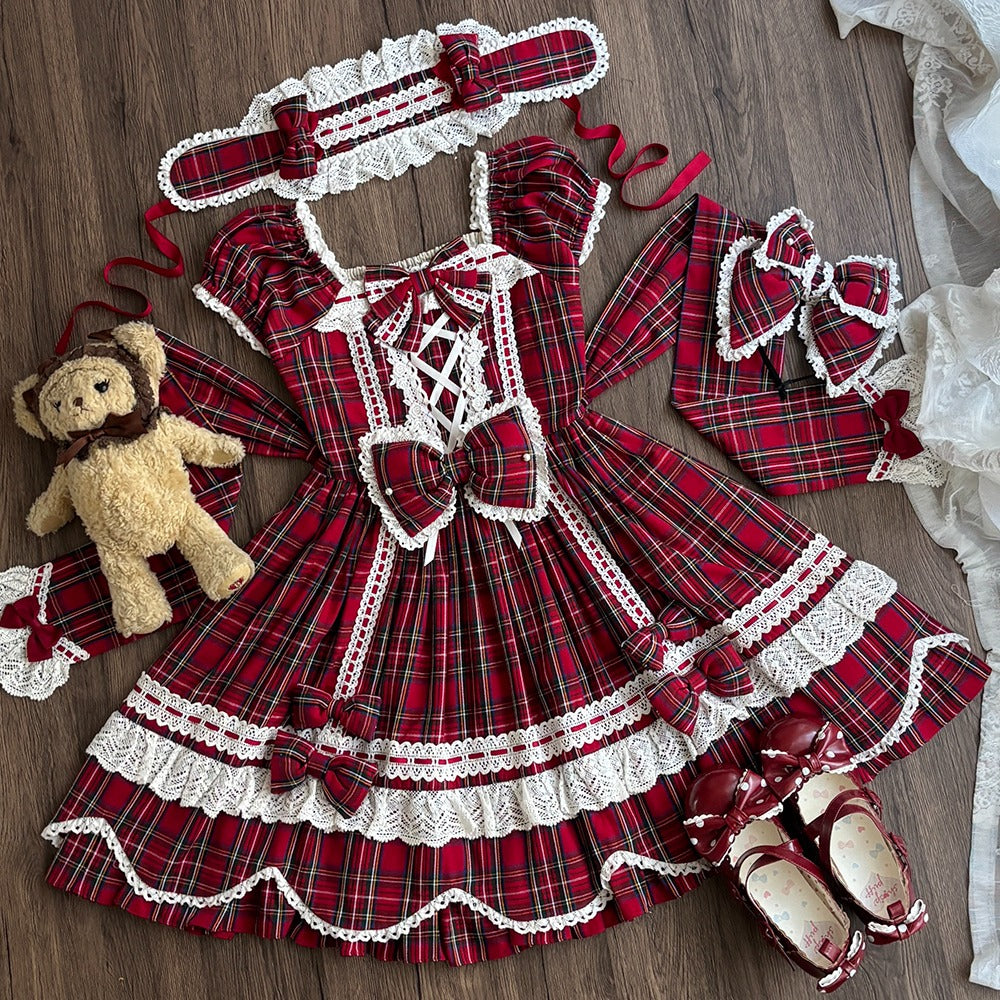【予約販売】Checkered Petal Rabbit リボンワンピース