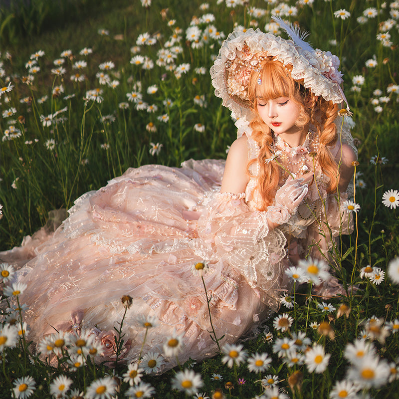 Spring Praise Flower and Lace Princess Dress - Pink