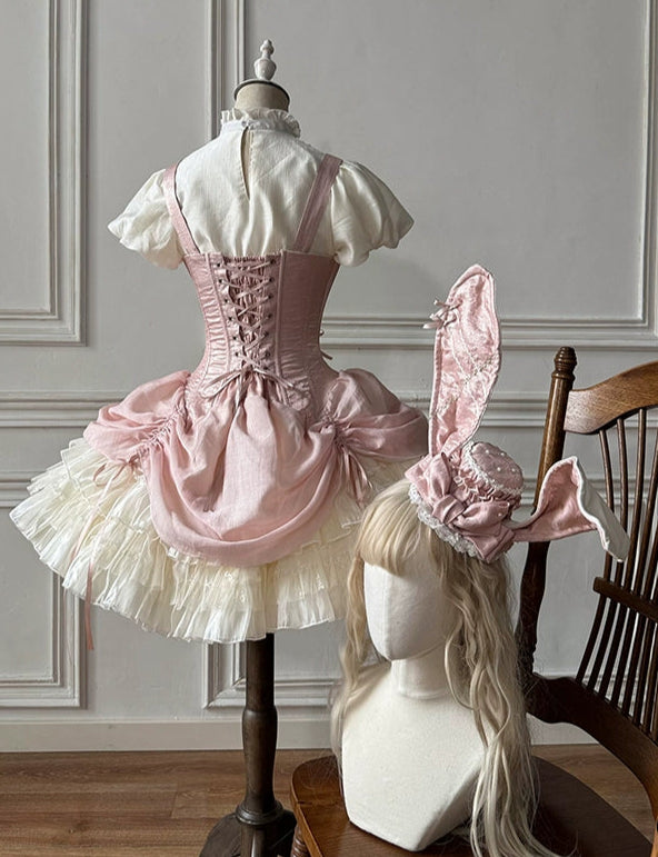 【受注予約6/30まで】Brulee Bunny コルセットジャンパースカートセット・ピンク