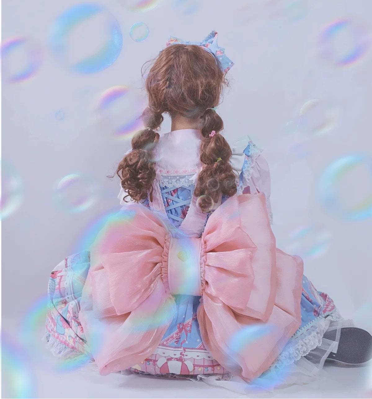 リボンオーガンジーリュックバッグ