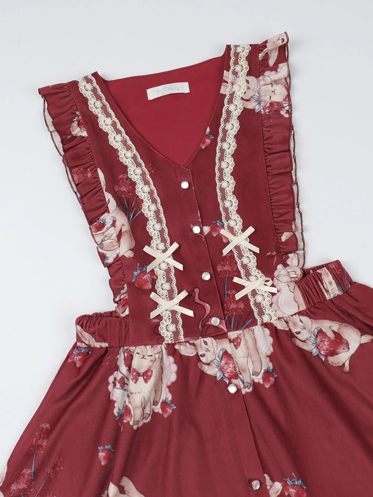 Very Berry Sheep and Rabbit Jumper Skirt and Inner Dress
