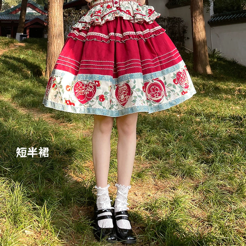 [Sale period ended] Apple Paradise tops and skirt set/short length
