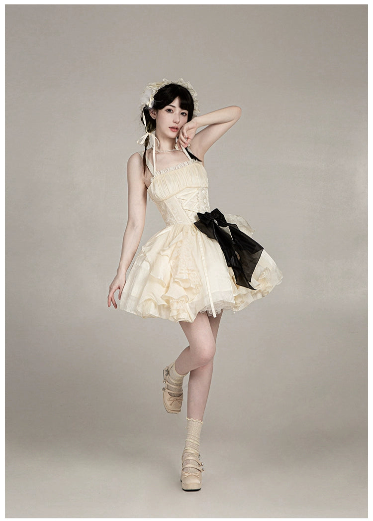 月光変奏曲 エレガントレースアップジャンパースカート・ショート丈