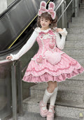 【受注予約11/13まで】Velvet Sweetie Heart チェックのジャンパースカート・ピンク