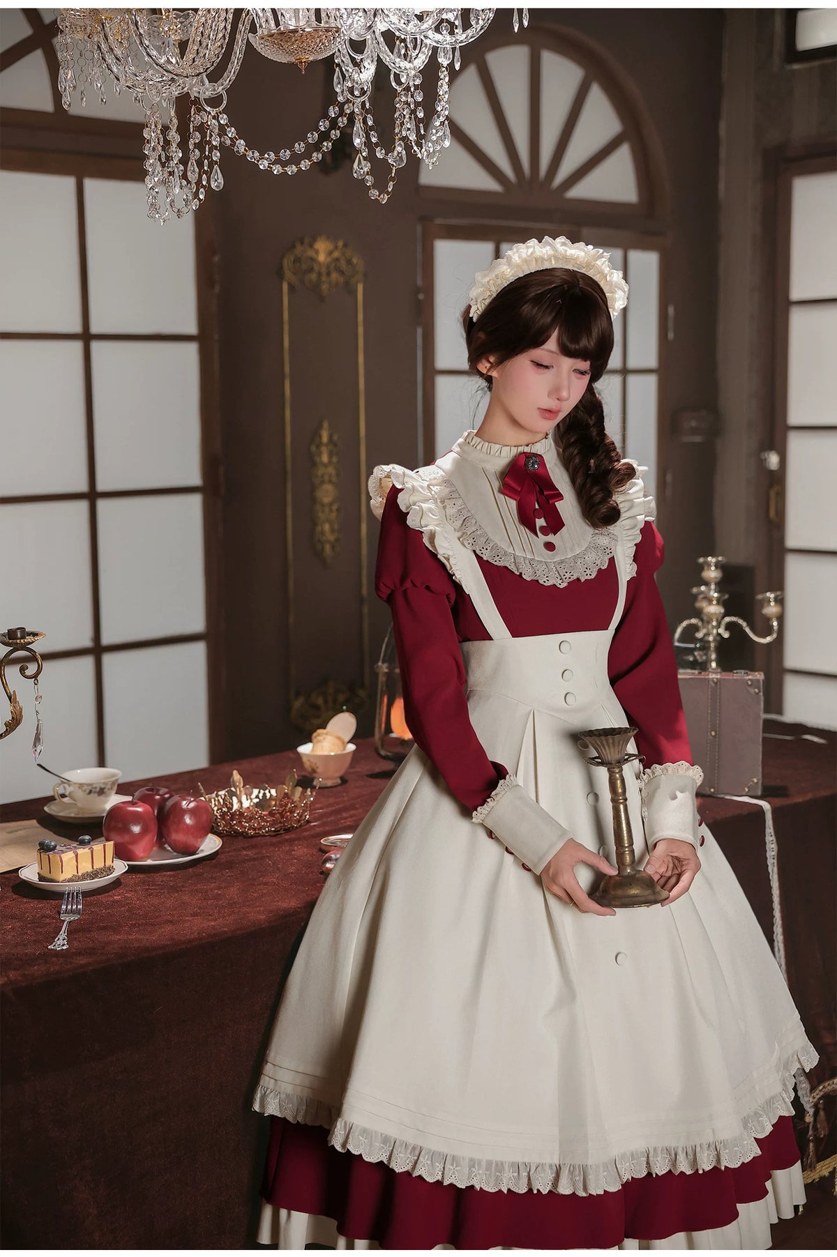 Rita メイド風クラシカルエプロン・カチューシャ付きワンピース