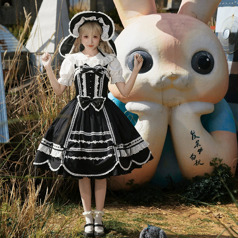 【受注予約6/12まで】Antique Petal Rabbit リボンジャンパースカート