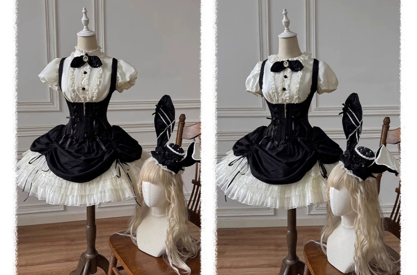 【受注予約6/30まで】Brulee Bunny コルセットジャンパースカートセット・ブラック