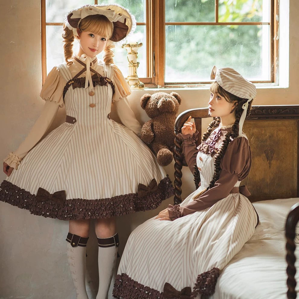 【予約販売】Classic Chocolat Stripe リボンタイブラウス