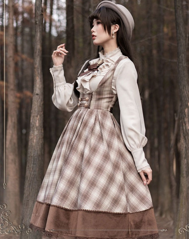 Fontainebleau checkered high waist jumper skirt