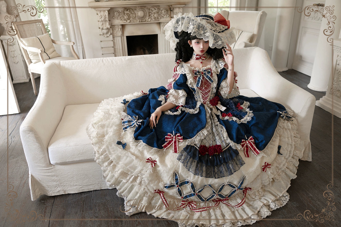 【受注予約6/26まで】Mirror Snow White プリンセスロングドレス・ネイビー