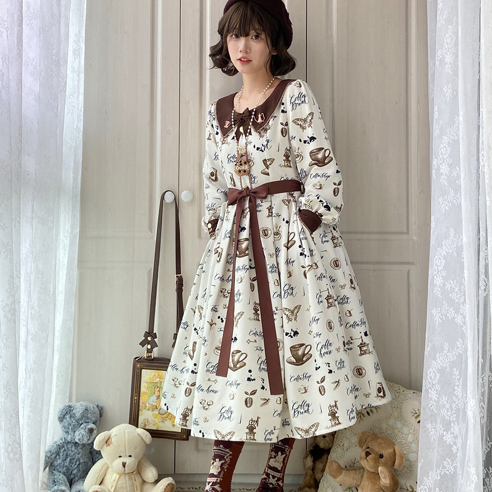 Caramel Latte Sweet Retro Girly Dress