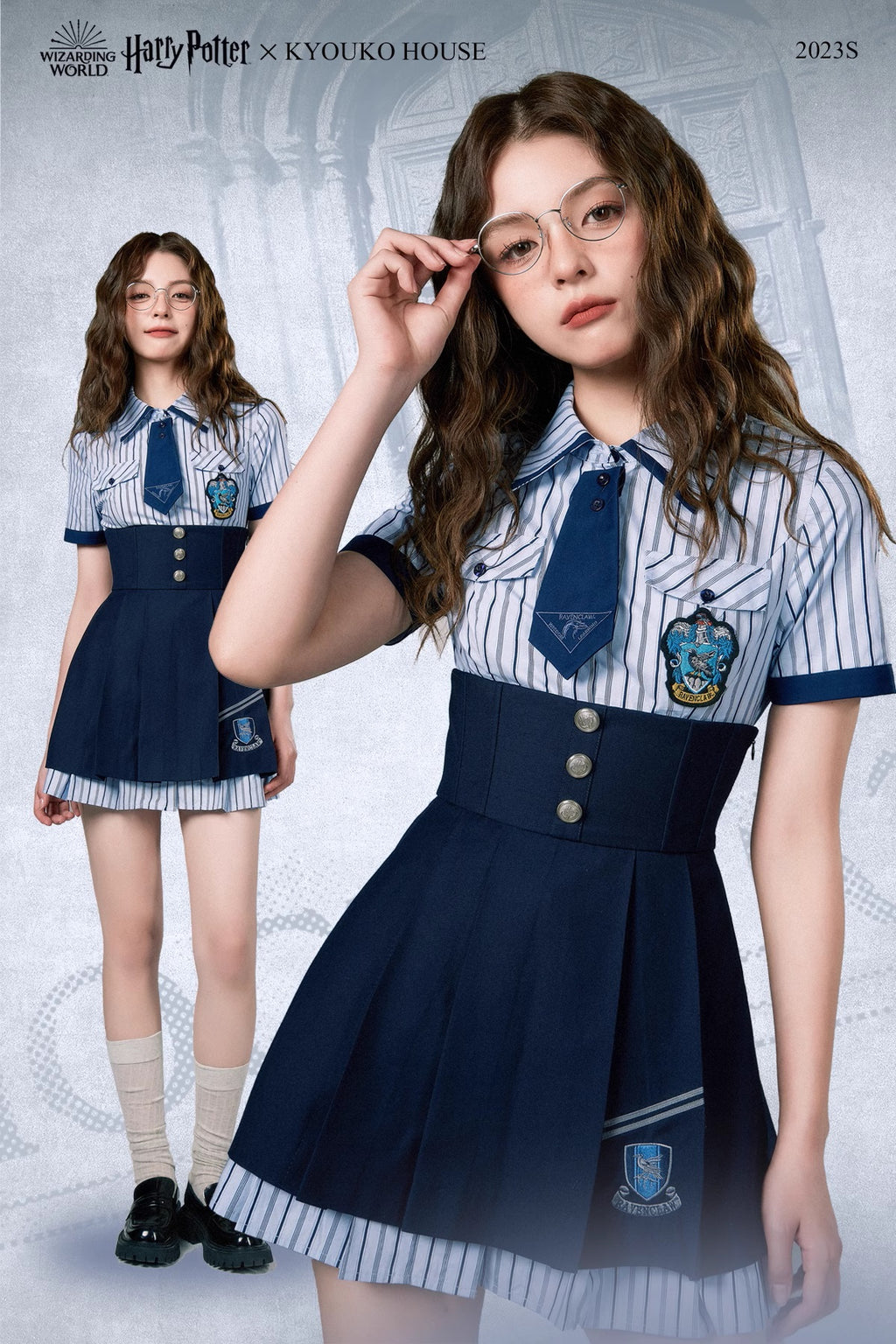 [Pre-order] Hogwarts School of Witchcraft and Wizardry Short sleeve striped dress and mini skirt