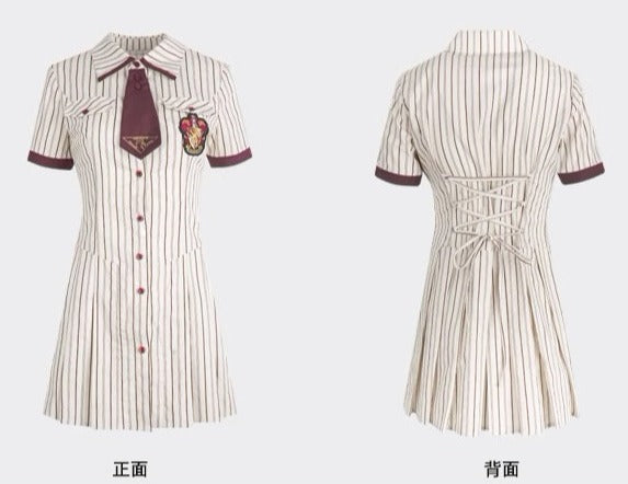 [Pre-order] Hogwarts School of Witchcraft and Wizardry Short sleeve striped dress and mini skirt