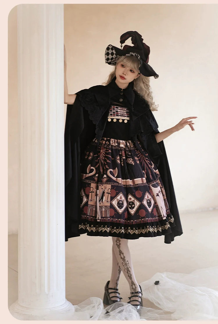 Cat God Egyptian Motif Jumper Skirt and Corset