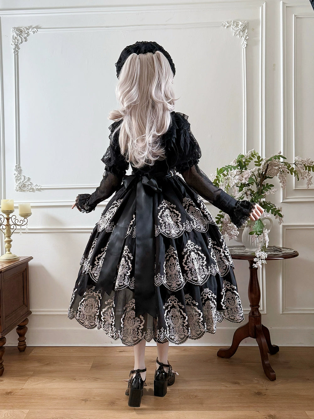 【受注予約9/25まで】Noble Garden 付け袖付き刺繍ワンピース