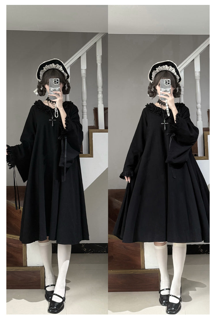 十六夜 和風メイドワンピースセット ロング丈