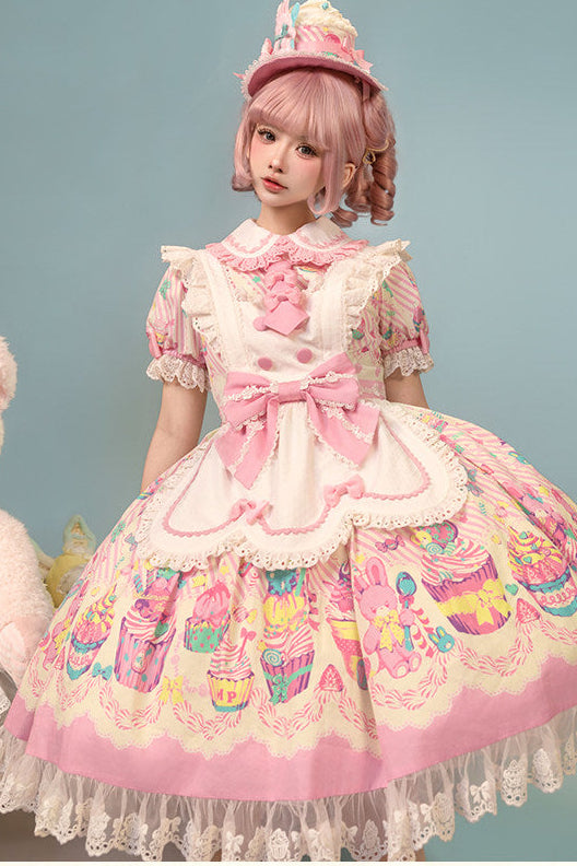 【受注予約1/26まで】Sweet Cup Cake プリントワンピース