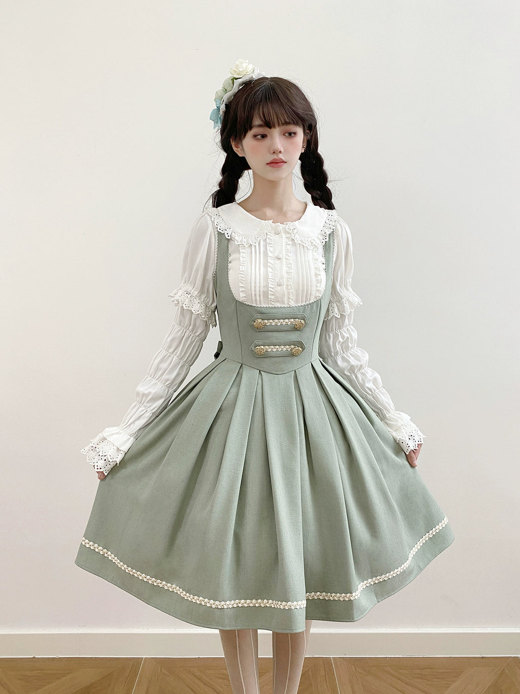 [Resale/Pre-orders available until 10/28] Bright Moon Corset Jumper Skirt, Plain Type [Light Green]