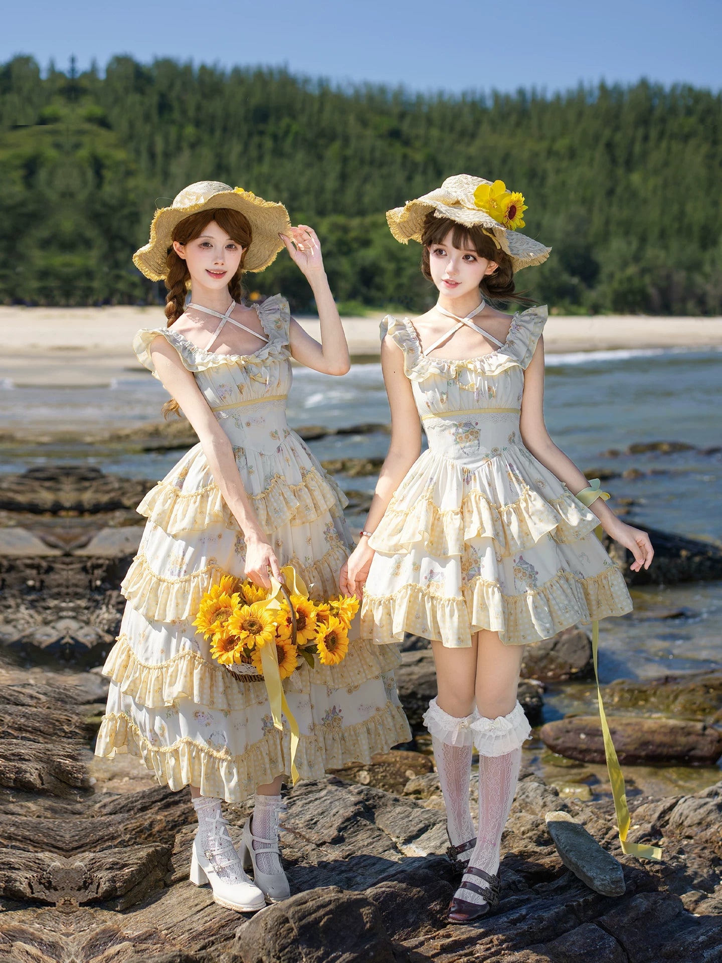 向日葵日和 ホルターネックジャンパースカート・ショート丈