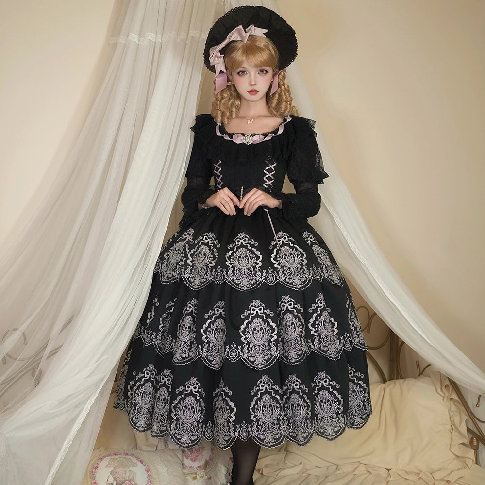 【受注予約9/25まで】Noble Garden 付け袖付き刺繍ワンピース