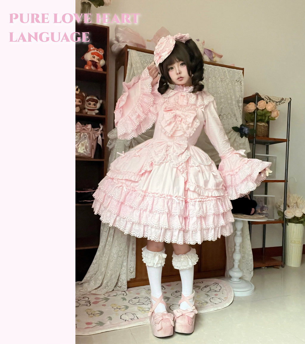 [Pre-orders available until 2/16] Pure Love Heart Language Ribbon and Lace Jumper Skirt