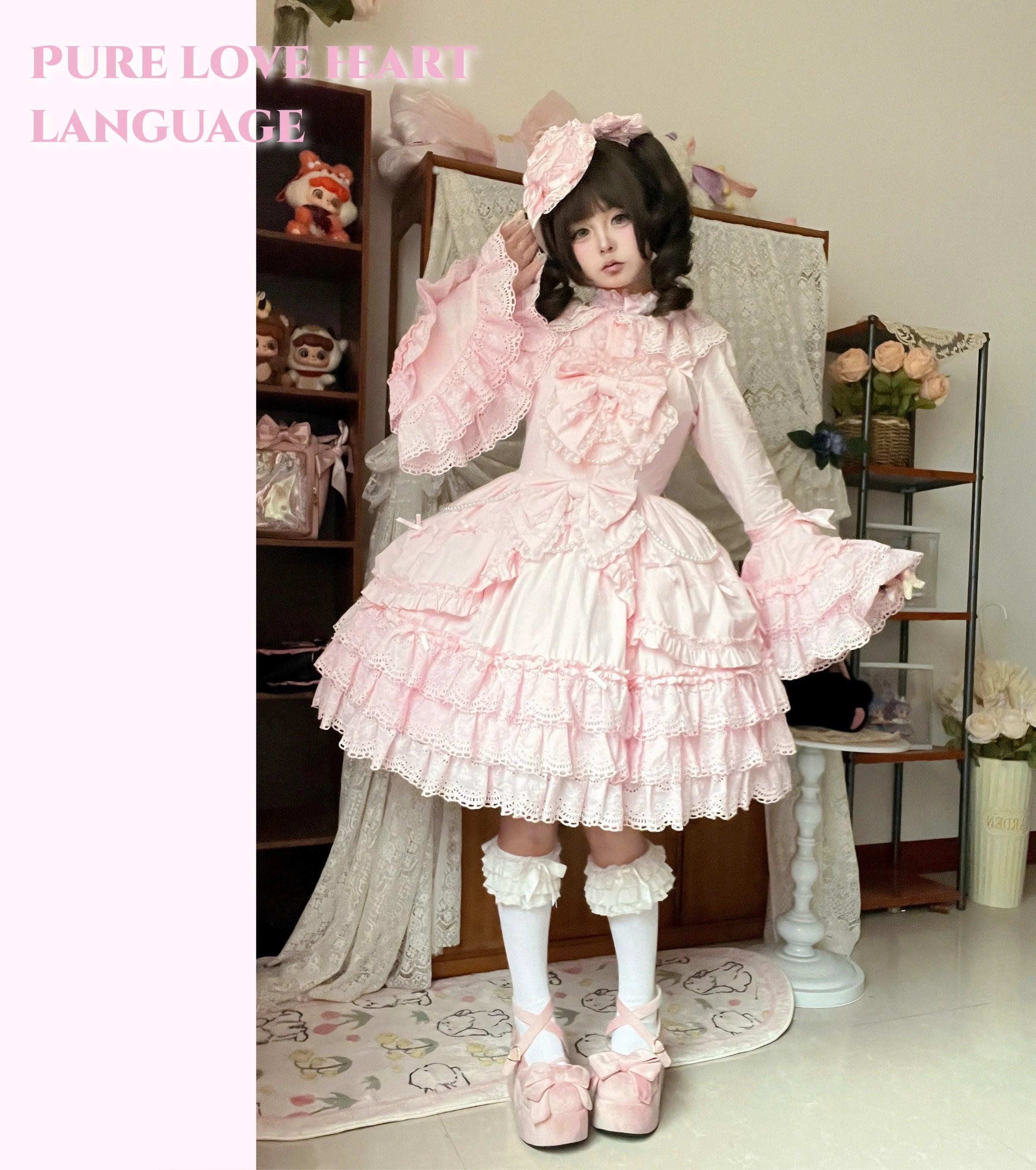 [Pre-orders available until 2/16] Pure Love Heart Language Ribbon and Lace Jumper Skirt