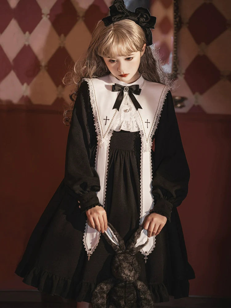Cross Contract Sister style long sleeve dress with attached collar