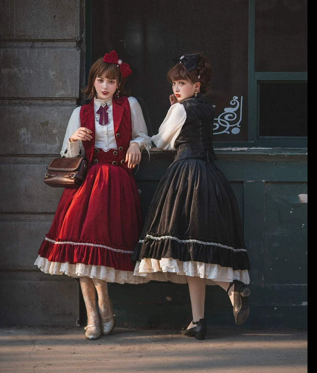 [Pre-order] British Classical Lolita Velvet High Waist Skirt