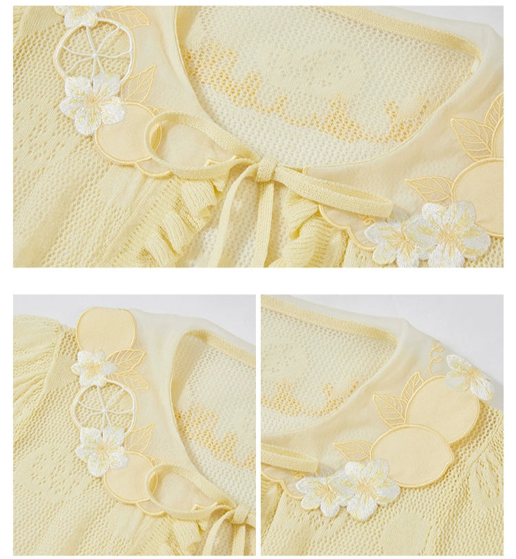 【受注予約7/16まで】Limone Town カントリー風半袖カーディガン