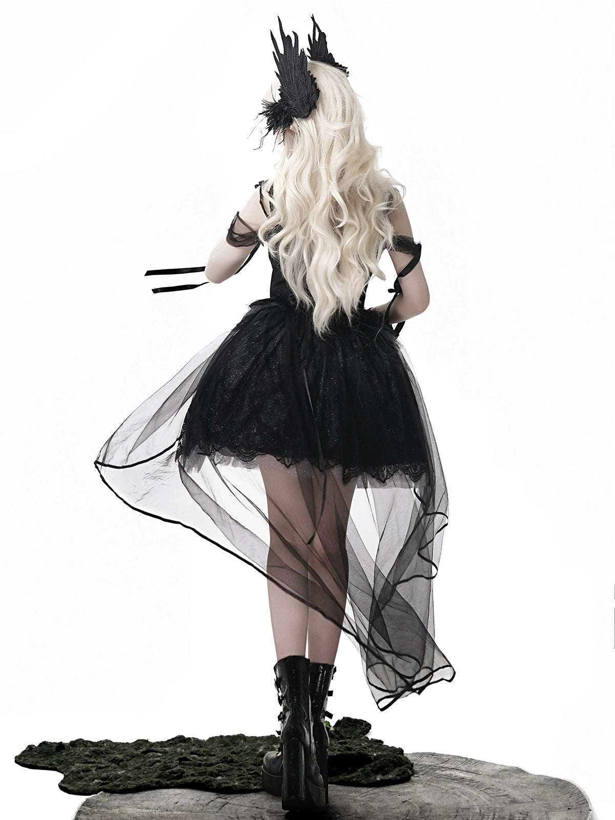 Black Feather 白鳥刺繍ジャンパースカートセット