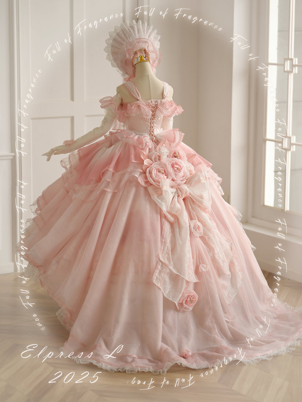 [Pre-orders available until 2/26] Full of Fragrance Dress with Train and Inner Skirt - Pink