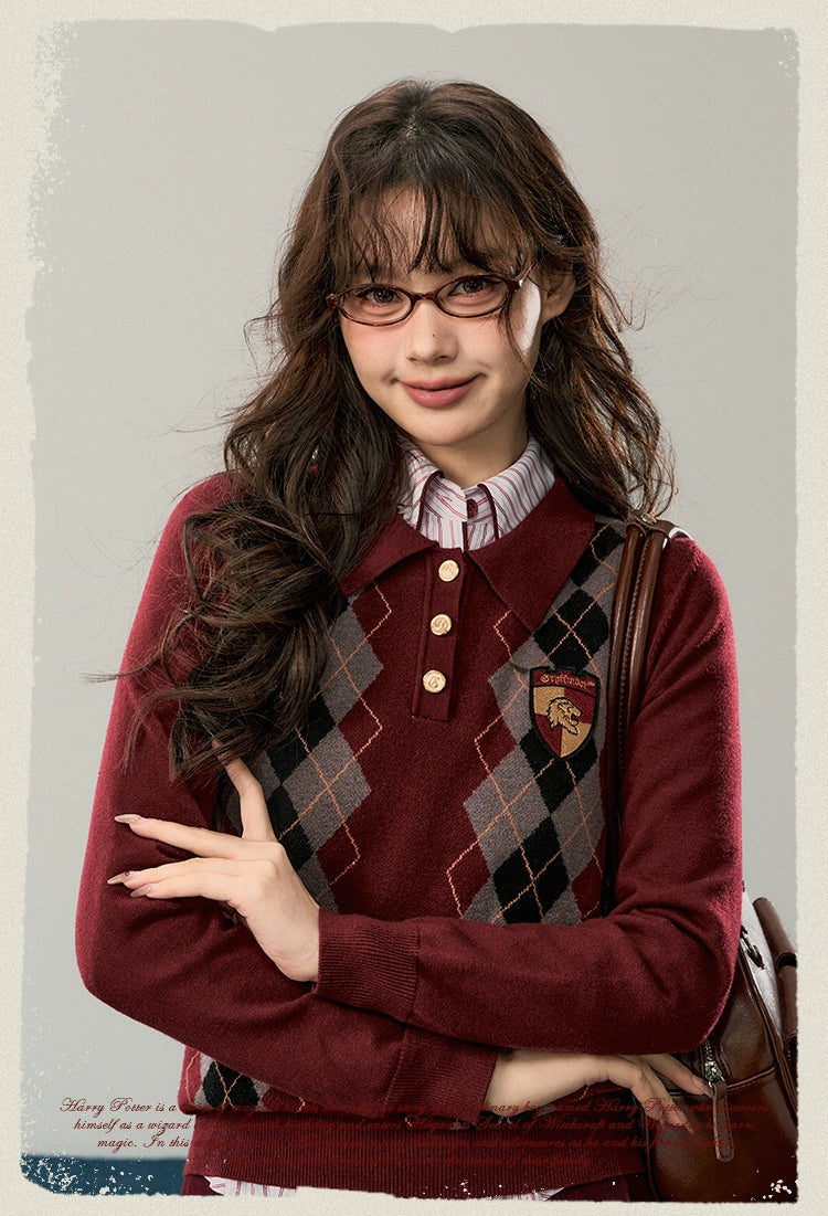 [Pre-order] Hogwarts School of Witchcraft and Wizardry Argyle collared knit