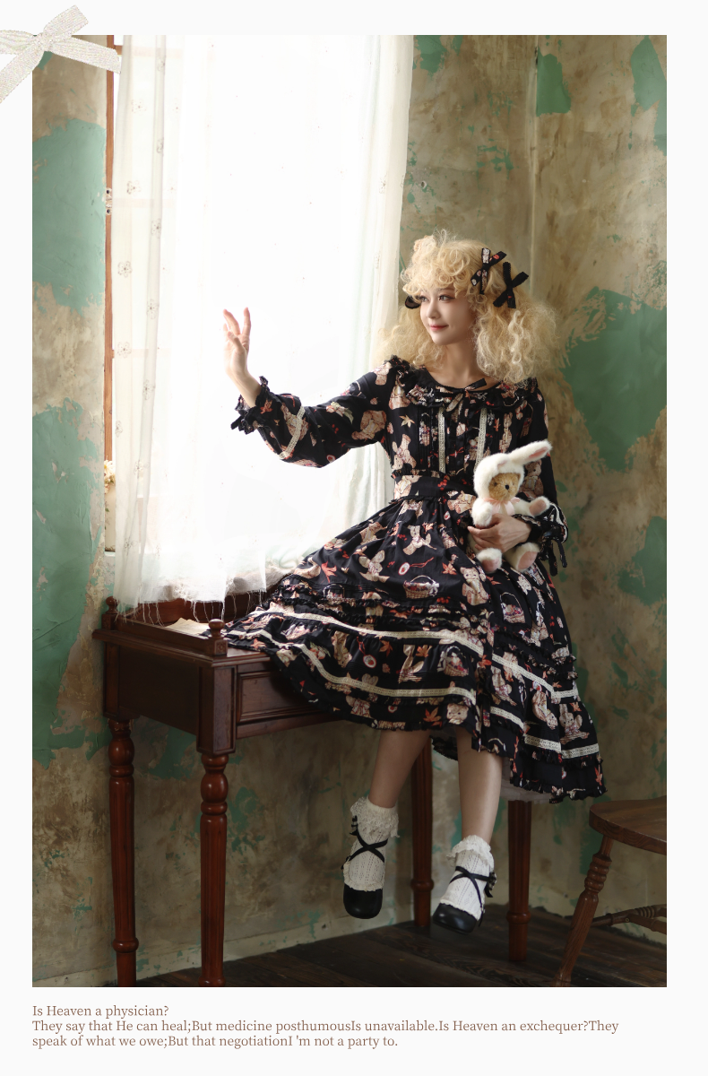 [Pre-orders available until November 4th] Autumn Rabbit Bear One-piece dress and jumper skirt, luxury version