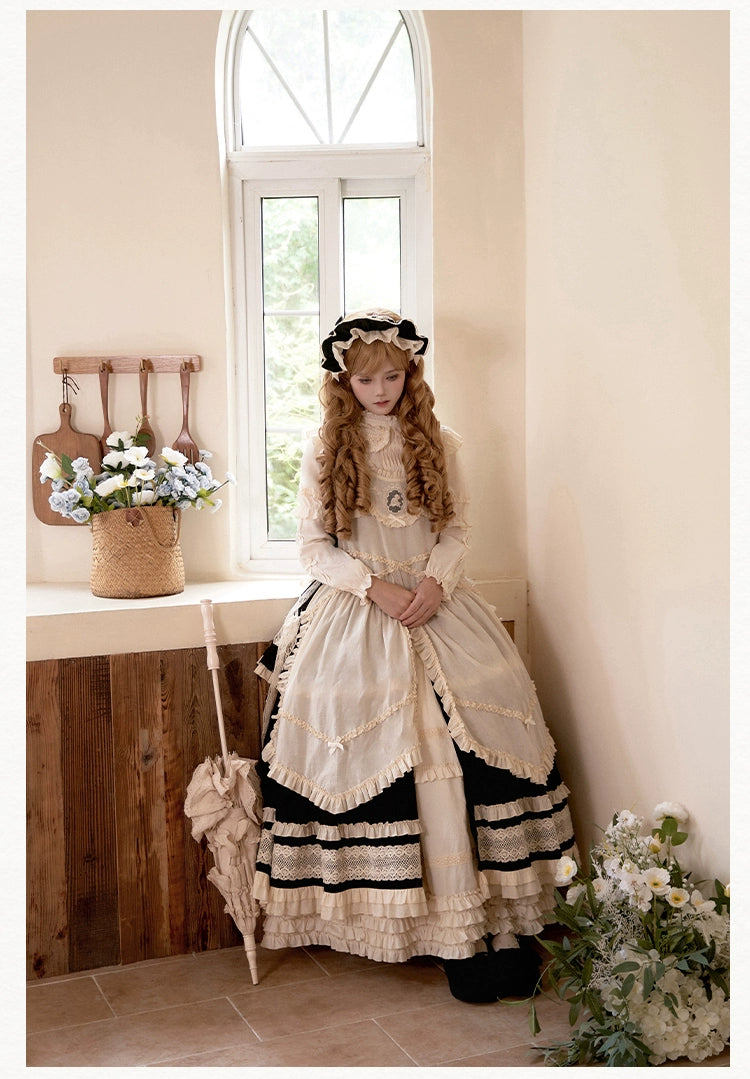 Retro volume frill jumper skirt set
