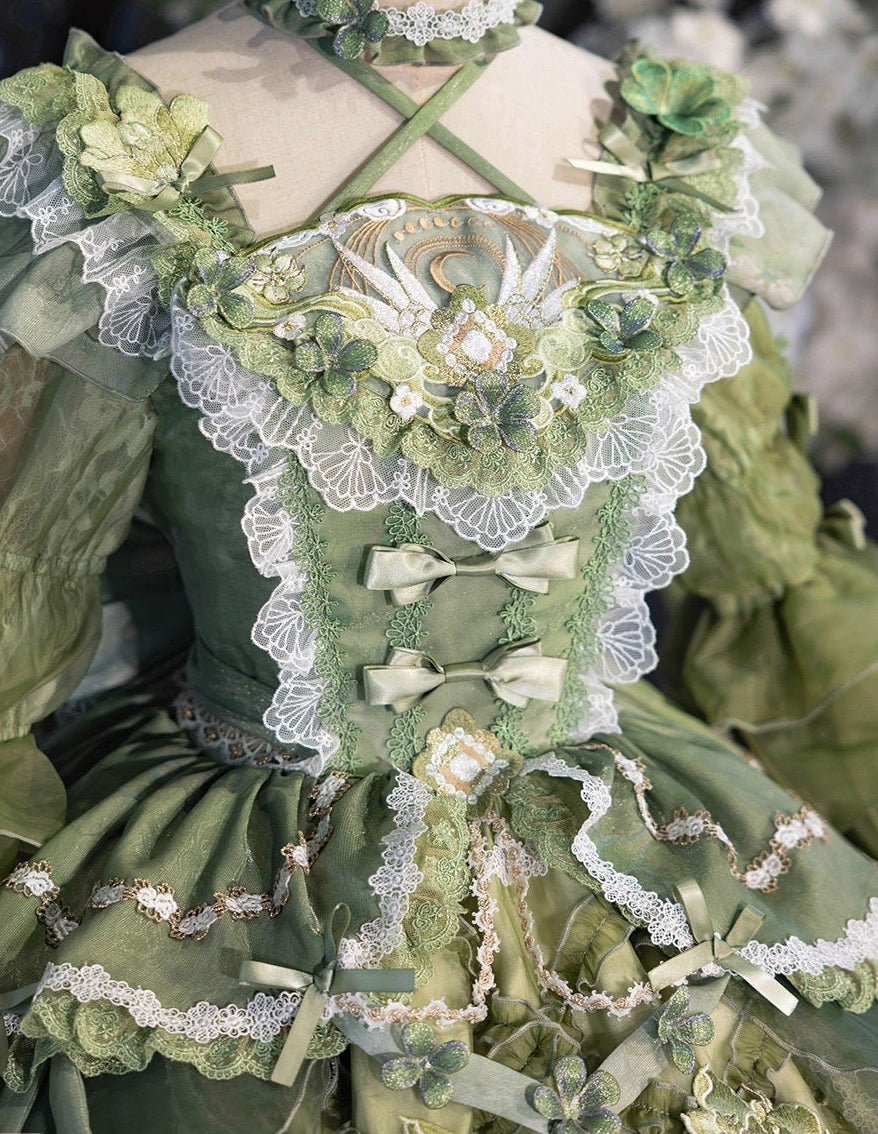 【受注予約6/28まで】瑠璃花霞 華ロリドレス・蒹葭（グリーン）